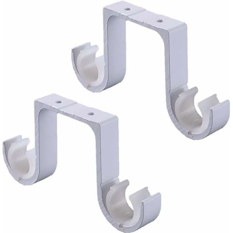 2 Support de plafond Support blanc Support de tringle à rideau double Support de tringle à rideau en aluminium (1/5)