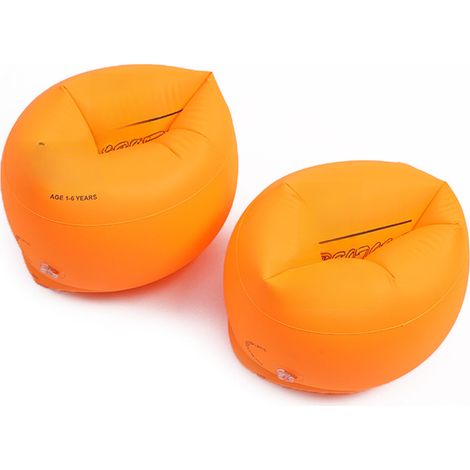 Conjunto de 2 brazaletes inflables para niños pequeños, flotadores tubulares para natación, para niños y adultos, color naranja. (1/5)