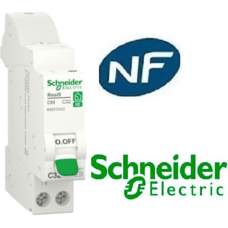 Schneider Electric – Disjoncteur unipolaire 32A courbe C – Embrochable pour installation électrique – 3kA pouvoir de coupure – R9EFC632