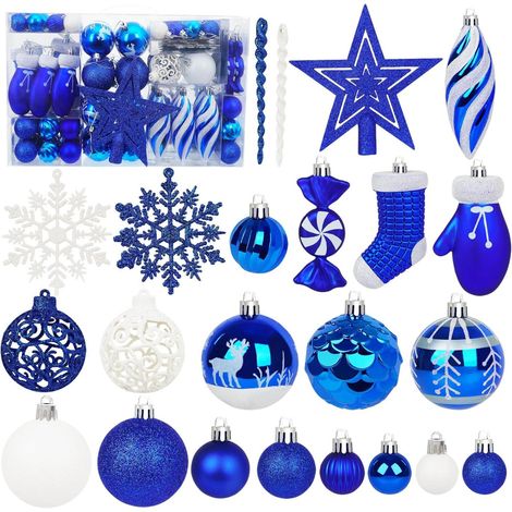 130-teiliges Weihnachtskugel-Ornament-Set, vormontierte, bruchsichere Kunststoff-Weihnachtskugel-Anhänger (1/5)