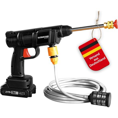 Genius Rondella ad alta pressione a batteria High Pressure Cleaner 12-TLG., idropulitrice, pistola professionale, pistola per lavaggio auto con batteria e tubo dell'acqua 5 m, pulitore mobile ad alta (1/5)