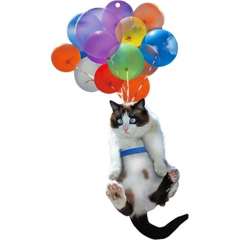 Chat suspendu pour voiture avec ballons colorés, guirlande décorative intérieure, pendentif auto, ornement de rétroviseur, décoration de véhicule (1/5)