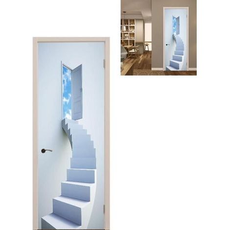 3D White Spiral Staircase Wall Sticker for Kitchen - Removable Mural Decoration 77x200cm