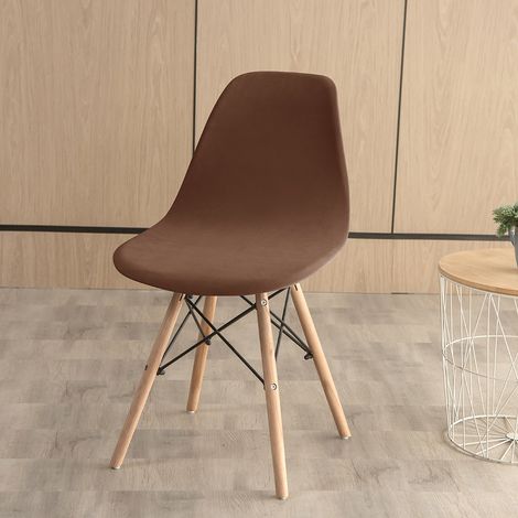 Cappuccio per sedia in argento vellutato – Cappuccio elastico in forma di conchiglia per la sedia Eames, con schienale integrato, ideale per caffè, lounge o sala da pranzo