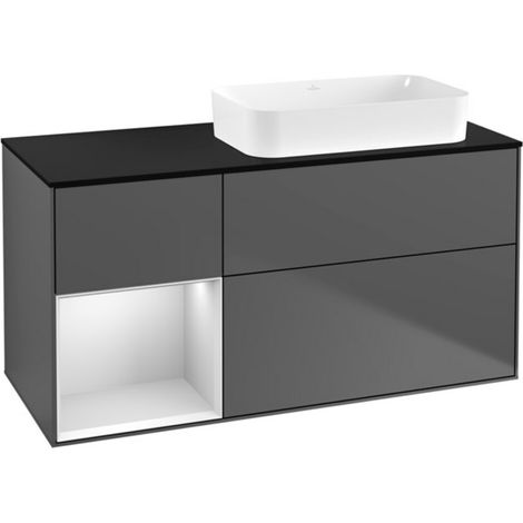 V&B Waschtischunterschrank Finion 120x60 cm, Reg li wh. m Lac, Anthrac. m (1/2)
