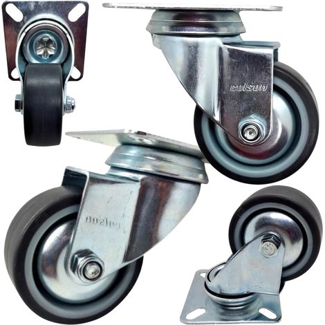 Juego de 4 ruedas giratorias de 100 mm y 270 kg de caucho termoplástico. (1/5)