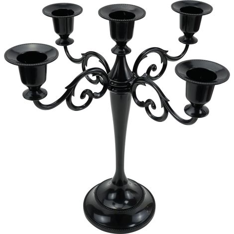 Lámpara de araña metálica de cinco brazos de estilo europeo, ideal para cenas a la luz de las velas, regalos de Navidad y cumpleaños, decoración del hogar (negra). (1/5)