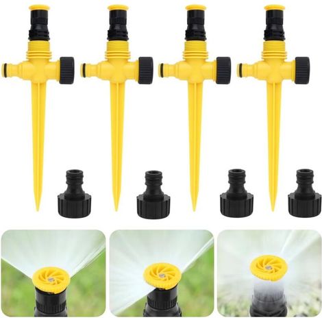 Set of 4 360° Automatic Sprinklers - Adjustable Sprinkler with Misting - Lawn and Garden Irrigation System - Quick Connection - Automatic Outdoor Watering (1/5)