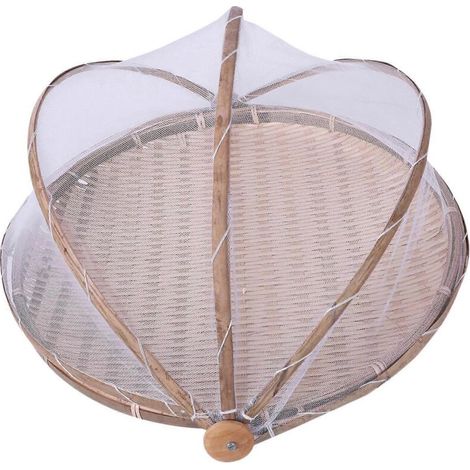 Panier de pique-nique en bambou tressé à la main, anti-insectes et anti-poussière -- (1/5)