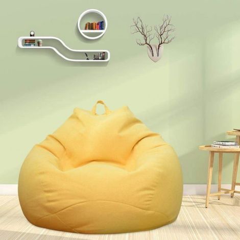 Housse de Pouf sans Remplissage,Chambre sans Remplissage,Housse Pouf Poire sans Remplissage pour Chambre,Bureau(80×90cm,Jaune) POUF (1/4)