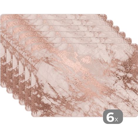 PLACEMAT Set of 6 - Marble - Pink - Luxe - Marble look - Glitter - Design 45x30 cm