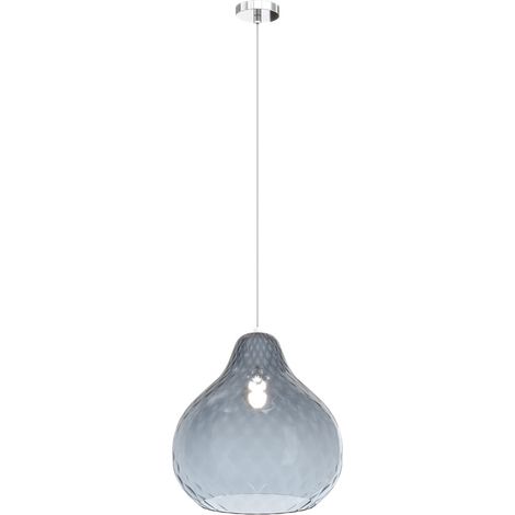 Lampadario Contemporaneo Dress Metallo Cromo Vetro Grande Blu 1 Luce E27