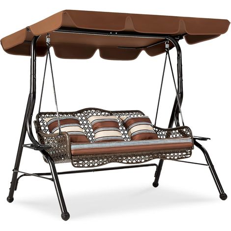 YODOLLA 3 Seater Garden Swing Chair with Adjustable Canopy - Outdoor Swing Bench for Patio/Backyard (1/5)