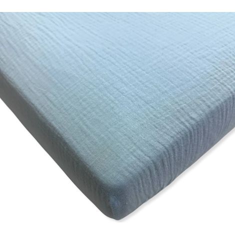 120x60 cm großes Musselin-Spannbettlaken, polnisches Produkt, blau