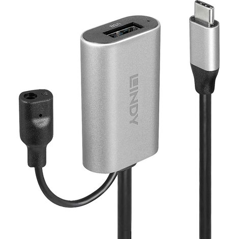 LINDY USB-Kabel USB 3.2 Gen1 USB-C® Stecker, USB-A Buchse 5.00 m Schwarz, Grau 43270
