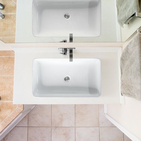 Lavabo lavabo artistico de porcelana lavabo de ceramica con desague automatico 60 x 35 x 11 cm blanco