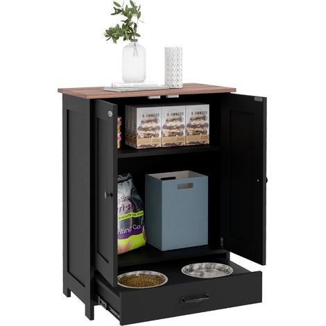 PawHut Dog Feeding Station with Storage, Pet Feeding Station with Dog Bowls