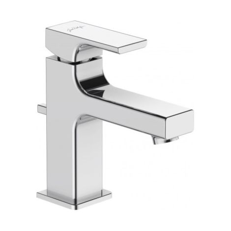 Jacob Delafon – Mitigeur de lavabo mini Strayt – Finition chrome – Hauteur sous bec 146 mm – Débit 5 l/mn – Bonde de vidage métal
