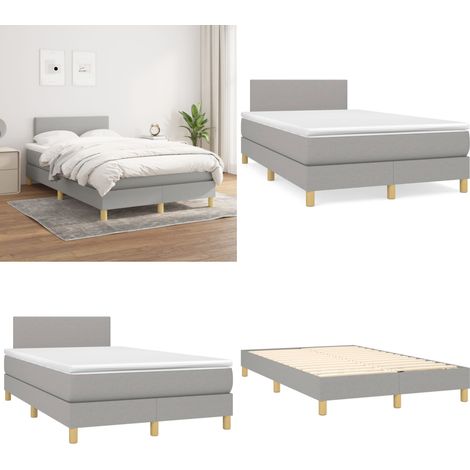 Boxspringbett mit Matratze Hellgrau 120x200 cm Stoff - Boxspringbett - Doppelbett - Bettenrahmen - Schlafsystem - Hellgraues Bett - Home & Living (1/5)