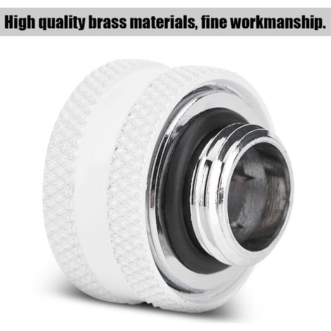 Lot de 4 raccords à compression pour refroidissement par eau, compatibles avec les tubes rigides en acrylique de diamètre extérieur 14 mm (blanc). (1/5)