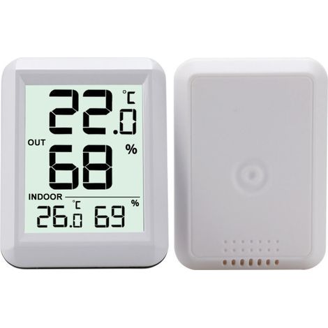 Lntyq Thermomètre Intérieur et Extérieur, Thermomètre Connecté avec Capteur Extérieure sans Fil, Thermomètre Hygrometre Numérique avec Grand Ecran LCD, Commutateur ℃/℉, pour Bureau, Maison, Chambre,67 (1/5)