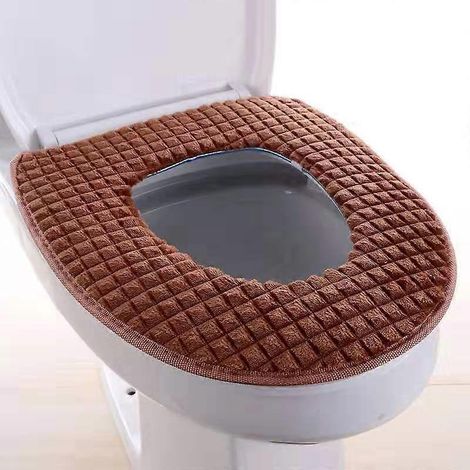 WC-Sitzbezug, WC-Sitzauflage aus Diamant-Samt mit Reißverschluss, waschbar und komfortabel, 4 Farben-Coffee