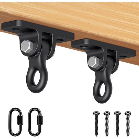 Crochet de plafond pour charge lourde - Poutre en bois - Pivotant à 360° - Support pour sac de frappe en acier inoxydable - Pour yoga aérien, hamac, fauteuil suspendu, balançoire (1/5)