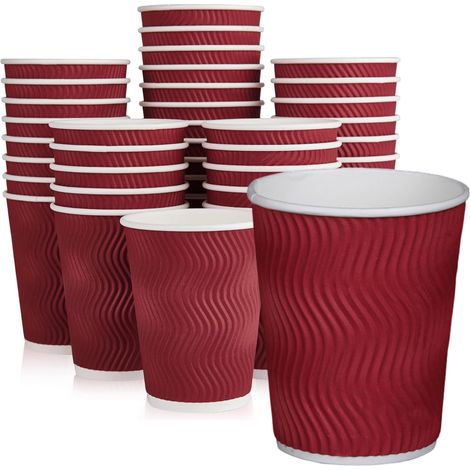 Kaffeebecher 35 cl – 50er-Packung, Einwegbecher, Becher aus Wellpappe, 35 cl, isolierte Wasserbecher mit Wellpappenwänden, ohne Deckel, für Heiß- und Kaltgetränke