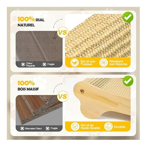 Sisal Scratching Post for Cats - Cat Bed Scratcher Curved Design 160° Sisal, 60 x 37 x 14 cm, 2-in-1 Sisal, Sofa Protector, Replacement Post/Cardboard for All Cats (1/4)