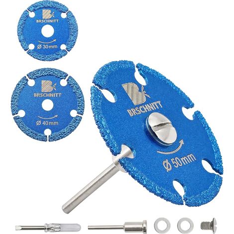 Lot de 3 mini lames de scie circulaire diamantée - 30/40/50MM pour bois, métal, plastique avec 3mm manches ronds (1/5)