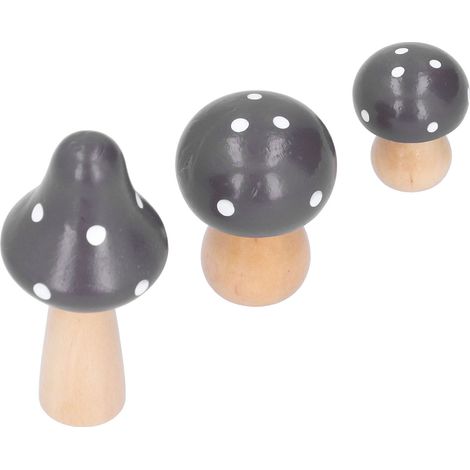 3 Pièces Champignon Décoratifs en Bois Mignon pour Bureau et Maison, Ornement Créatif Marron
