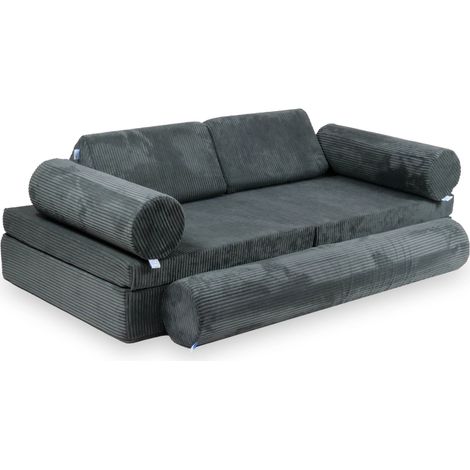 Canapé de jeu Montessori Premium en velours côtelé graphite (1/5)