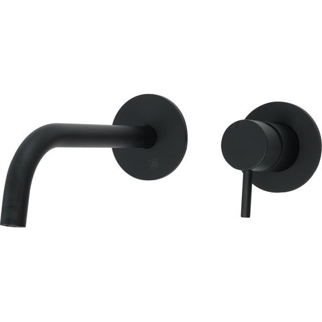 JTP Vos 2-Hole Wall Mounted Basin Mixer Tap with 150mm Slim Spout - Matt Black