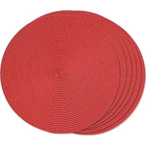 Set mit 6 runden, gewebten Platzsets – Tischsets – waschbar (1/5)