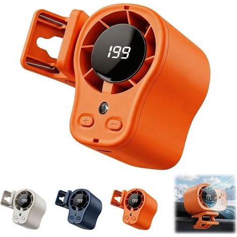 Auto-Klemmventilator mit LED-Anzeige, 360°-Drehung, USB-Aufladung, 199 Geschwindigkeitsstufen (Orange) (1/5)