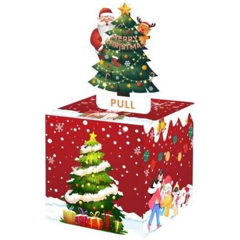 Tirelire de Noël pour Les Cadeaux en Espèces, Carte Boîte à Argent de Noël à Tirer DIY, Amusantes Boîte à Cadeaux Surprise pour l'argent, avec 30 Sachets Transparents Et Un Sticker (1/4)