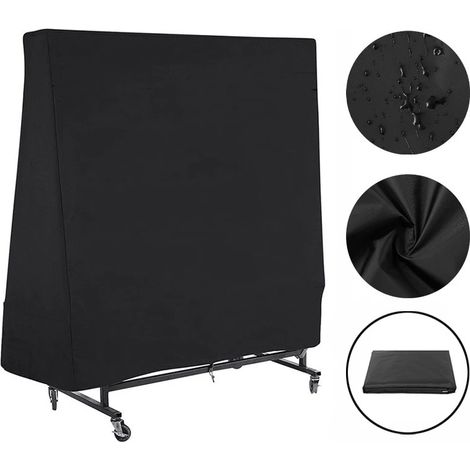 Table de ping-pong imperméable, résistante au vent et aux UV, pour une utilisation intérieure et extérieure, dimensions 165 x 70 x 185 cm, noire. (1/5)