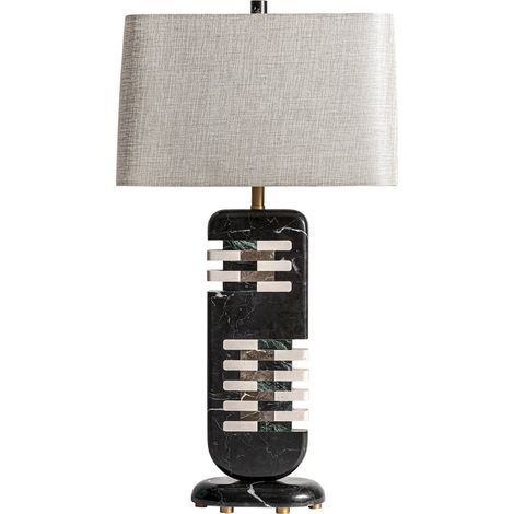 Lampe de salon art déco en marbre noir finition veinée - Marbre noir veinage naturel (1/5)