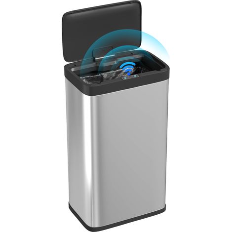 HOMCOM 45L Sensor Bin, Stainless Steel Kitchen Bin with Automatic Close