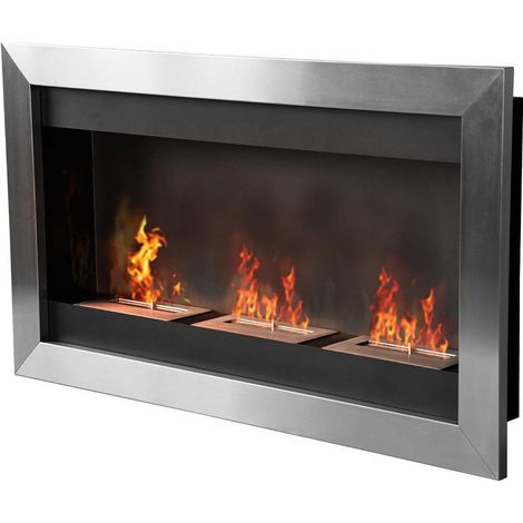 Camino a Bioetanolo da Parete 110x63 cm Inox (1/5)