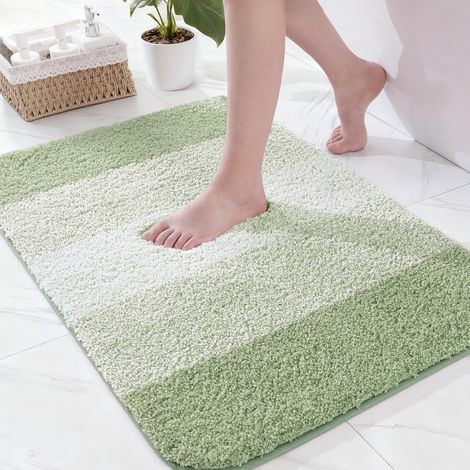 1 Tapis de bain, microfibre, antidérapant, absorbant, séchage rapide, lavable en machine, pour salle de bain, douche, 60 x 90 cm, vert (1/5)