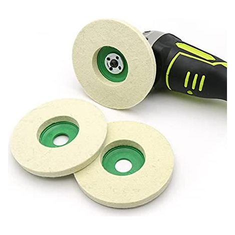 Lot de 3 disques de polissage en feutre de laine 90mm pour meuleuse d'angle(vert) (1/5)