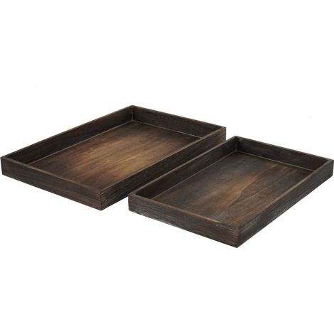 [JAMAIS UTILISÉ] 2x bassin T285, tableau à servir/déjeuner, tableau de décoration en bois, style shabby, marron