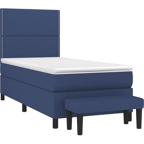 Sommier à lattes de lit avec matelas Bleu 100x200 cm Tissu (1/5)