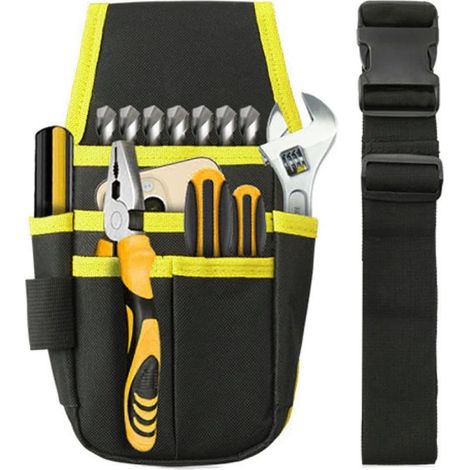 Professional Tool Bag, Electrician Tool Belt, Tool Holder Belt Bag, Professional Electrician Pouch, Hardware Storage Belt Bag for Plumbers(Yellow) (1/4)