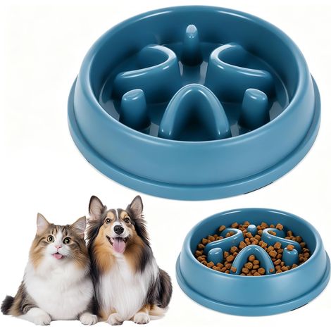 Gamelle Anti Glouton Chat, Gamelle pour Chien Anti Glouton, Gamelle Antidérapante avec Labyrinthe – Bleu Gamelle Chiot pour Une Digestion Saine (21x4,5cm) (1/5)