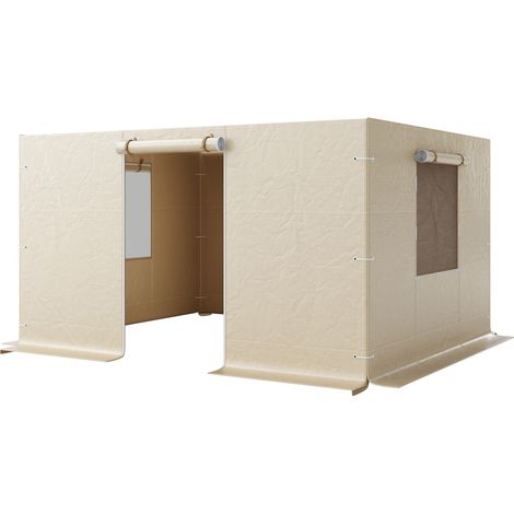 VEVOR Parois Laterales de Housse de Gazebo Hiver, 3,1x3,6 m, Couverture de Gazebo de Toutes Saisons, avec Fenetres en Maille, Materiau PE de Haute Densite, Housse deAbri de Soleil, Gazebos Non Inclus (1/5)