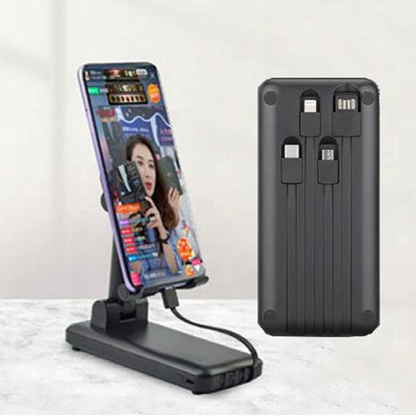 Power Bank Portable 12000mah With Support For Smartphone Charging Cables Integrated Q-dc420