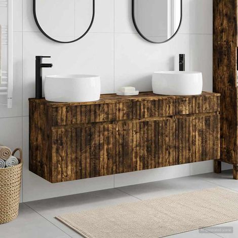 vidaXL Bathroom Cabinet Set 3 pcs Smoked Oak 49 x 44.5 x 66 cm (1/5)