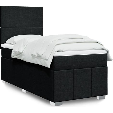 Boxspringbett mit Matratze Schwarz 100x200 cm Stoff